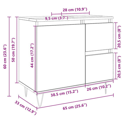 vidaXL Bathroom Cabinet Sonoma Oak 65x33x60 cm Engineered Wood