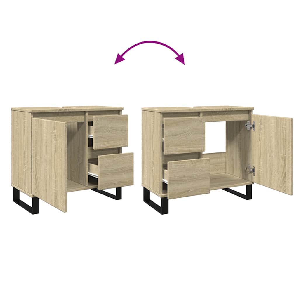 vidaXL Bathroom Cabinet Sonoma Oak 65x33x60 cm Engineered Wood