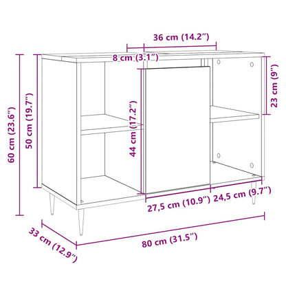 vidaXL Bathroom Cabinet Sonoma Oak 80x33x60 cm Engineered Wood
