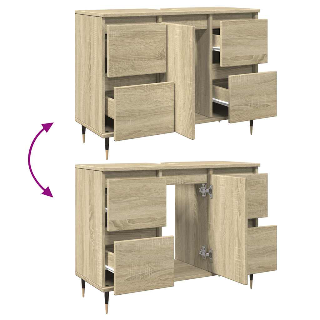 vidaXL Bathroom Cabinet Sonoma Oak 80x33x60 cm Engineered Wood