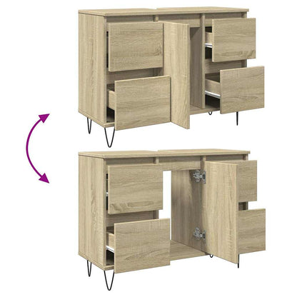 vidaXL Bathroom Cabinet Sonoma Oak 80x33x60 cm Engineered Wood