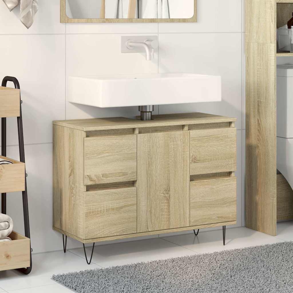 vidaXL Bathroom Cabinet Sonoma Oak 80x33x60 cm Engineered Wood
