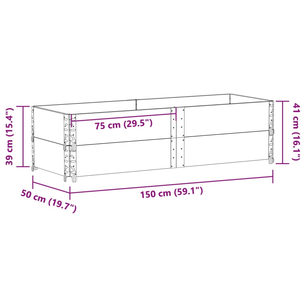 vidaXL Garden Planter Black 150x50 cm Solid Wood Pine