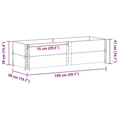 vidaXL Garden Planter Black 150x50 cm Solid Wood Pine