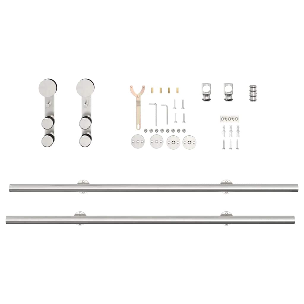 vidaXL Sliding Door Hardware Kit 200 cm Stainless Steel Silver
