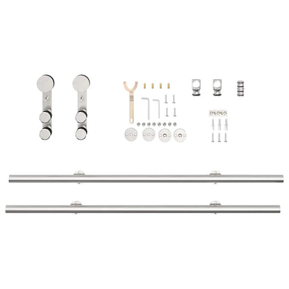 vidaXL Sliding Door Hardware Kit 200 cm Stainless Steel Silver