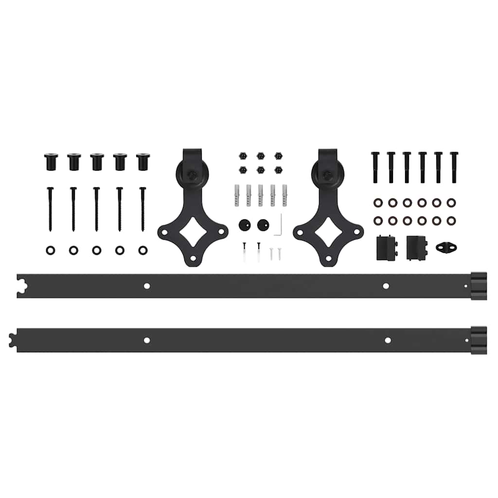 vidaXL Sliding Door Hardware Kit 152.5 cm Steel Black