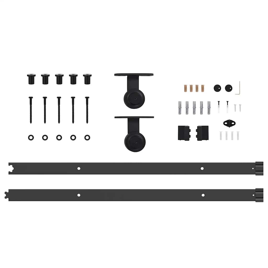 vidaXL Sliding Door Hardware Kit 213.5 cm Steel Black