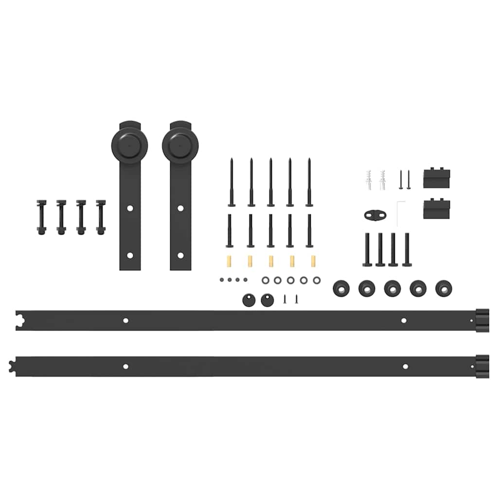 vidaXL Sliding Door Hardware Kit 200 cm Steel Black