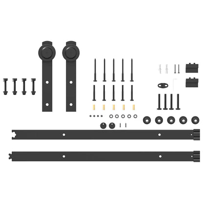 vidaXL Sliding Door Hardware Kit 152 cm Steel Black