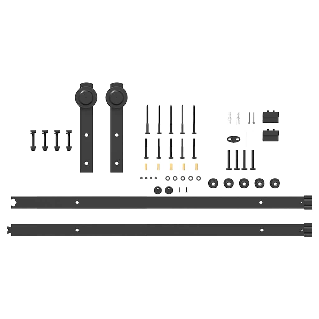 vidaXL Sliding Door Hardware Kit 213 cm Steel Black