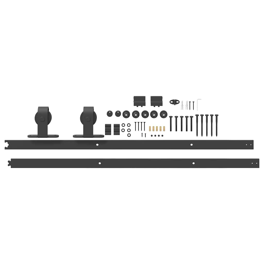 vidaXL Sliding Door Hardware Kit 213 cm Steel Black