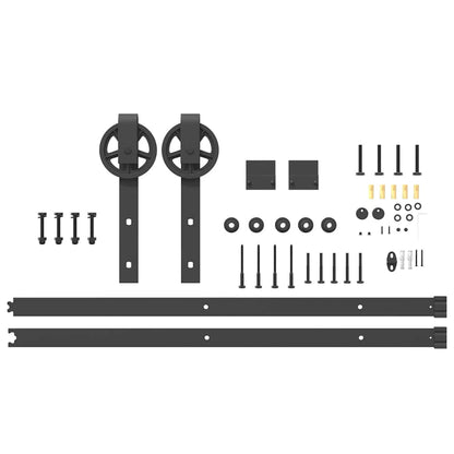 vidaXL Sliding Door Hardware Kit 183 cm Steel Black