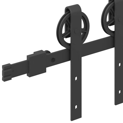 vidaXL Sliding Door Hardware Kit 200 cm Steel Black
