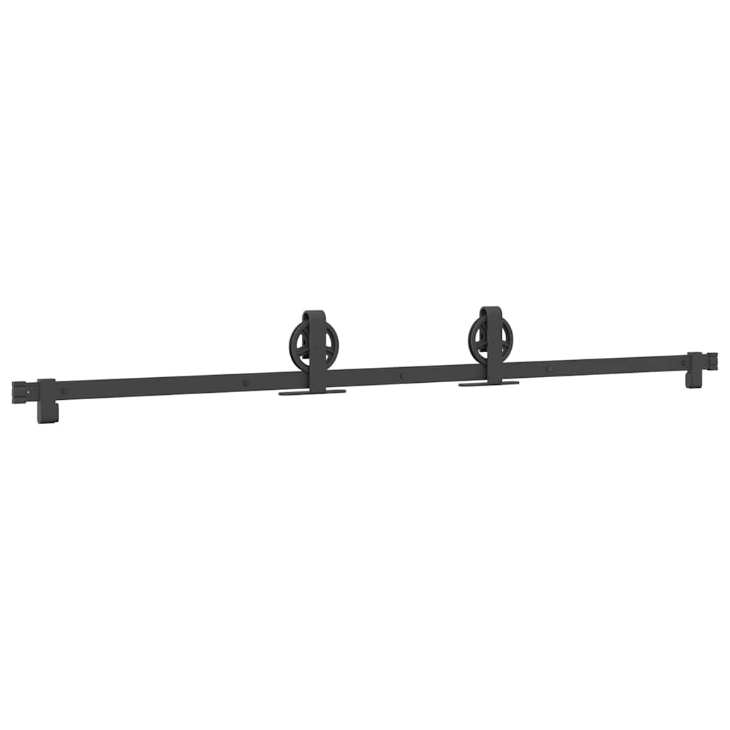 vidaXL Sliding Door Hardware Kit 183 cm Steel Black