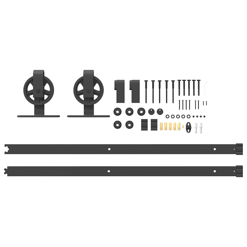 vidaXL Sliding Door Hardware Kit 183 cm Steel Black