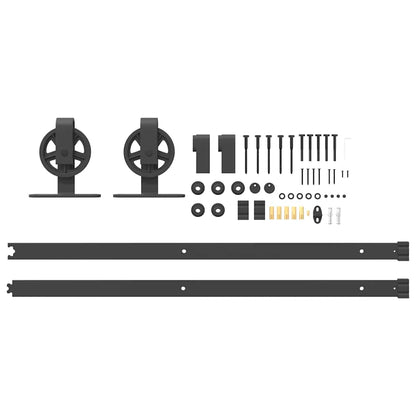 vidaXL Sliding Door Hardware Kit 183 cm Steel Black