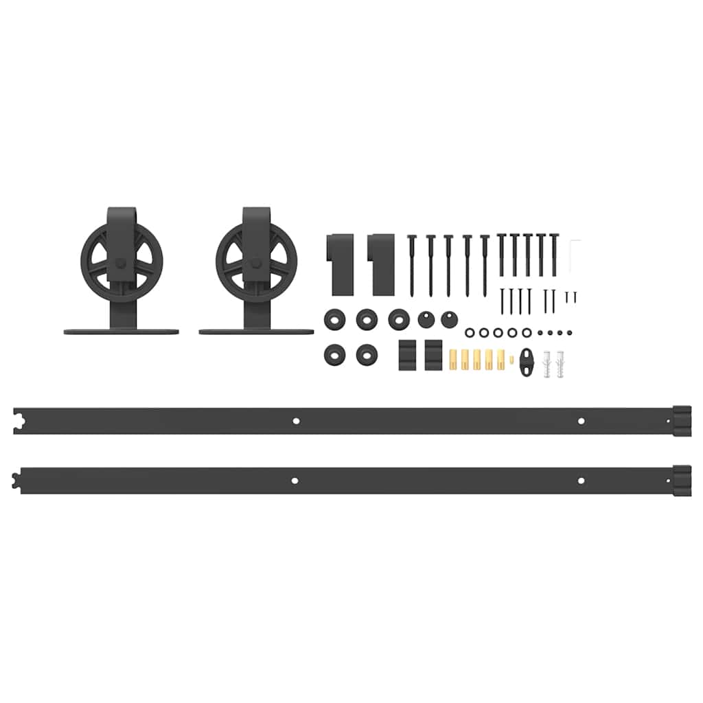 vidaXL Sliding Door Hardware Kit 200 cm Steel Black