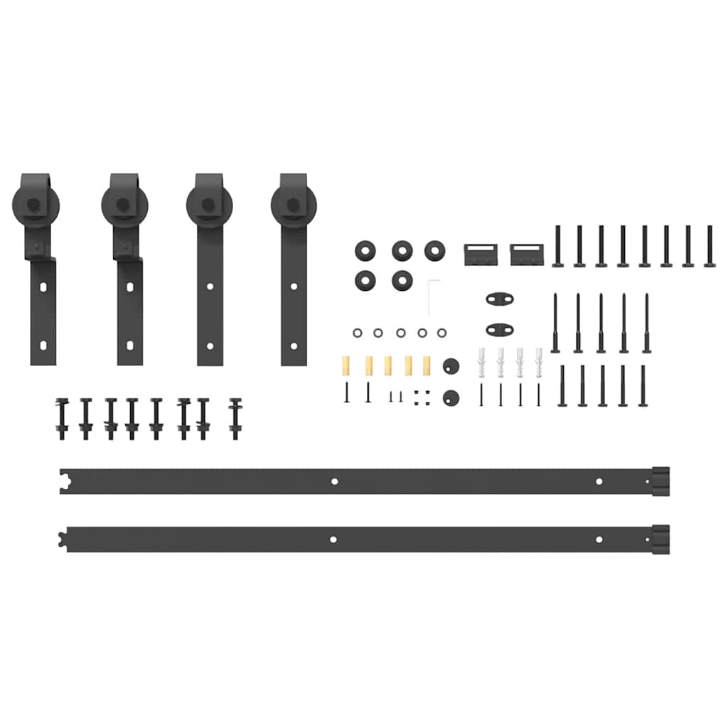 vidaXL Sliding Door Hardware Kit 183 cm Steel Black