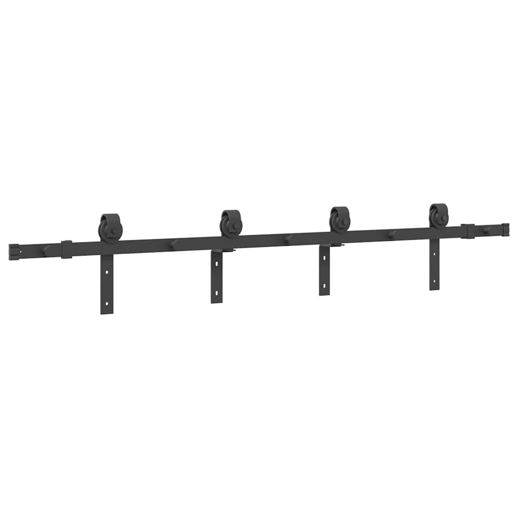 vidaXL Sliding Door Hardware Kit 183 cm Steel Black