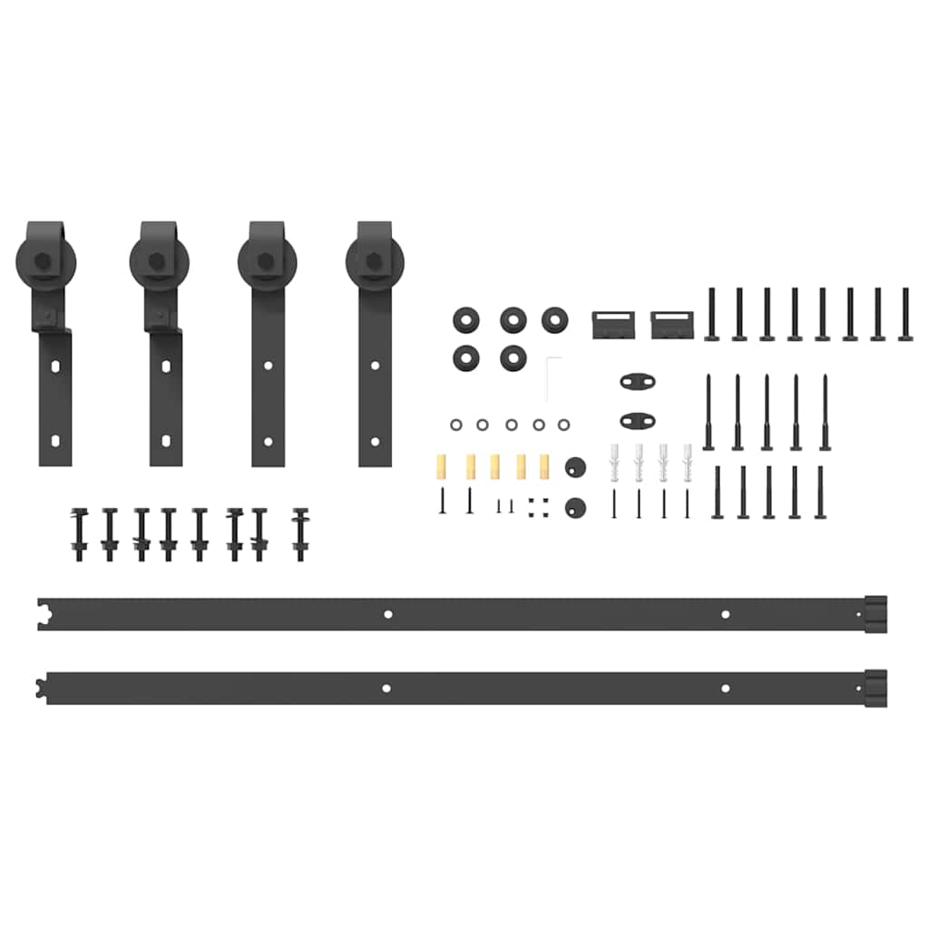 vidaXL Sliding Door Hardware Kit 200 cm Steel Black