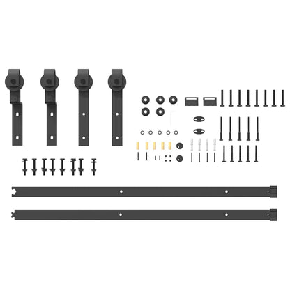 vidaXL Sliding Door Hardware Kit 200 cm Steel Black