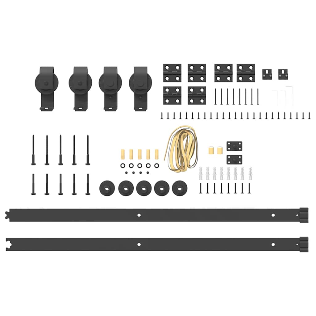 vidaXL Sliding Door Hardware Kit 183 cm Steel Black