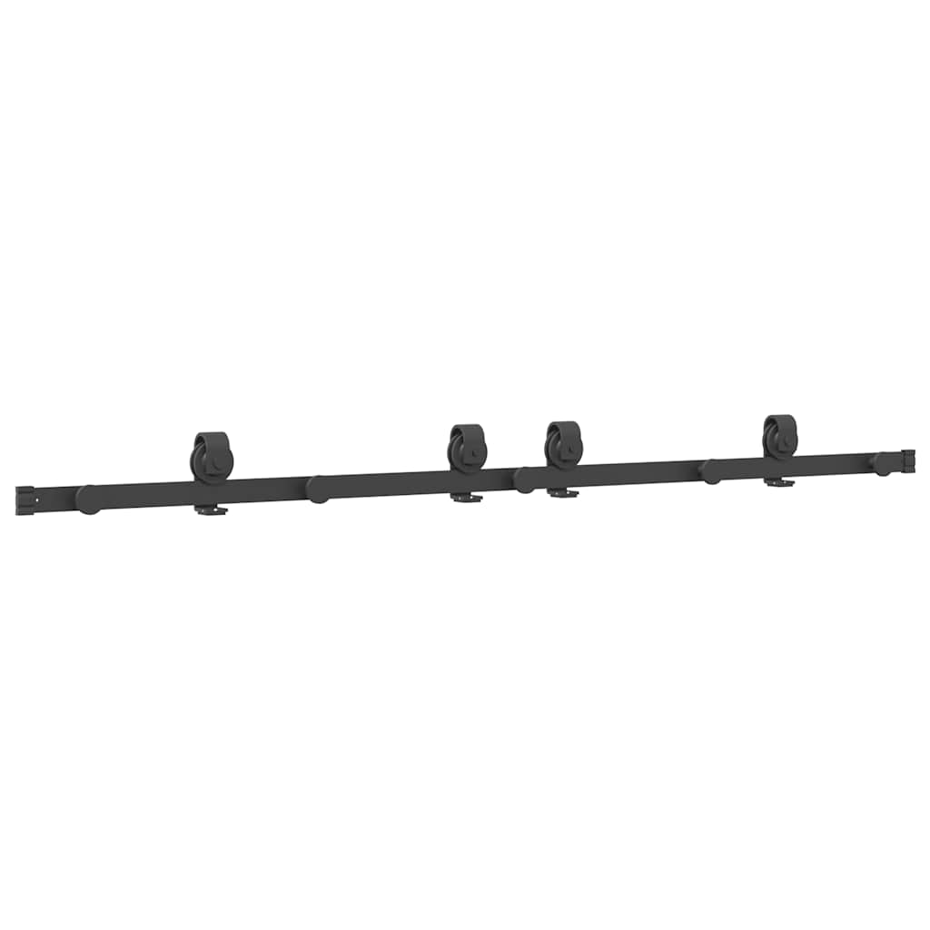 vidaXL Sliding Door Hardware Kit 183 cm Steel Black