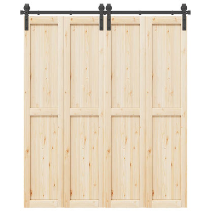 vidaXL Sliding Door Hardware Kit 183 cm Steel Black
