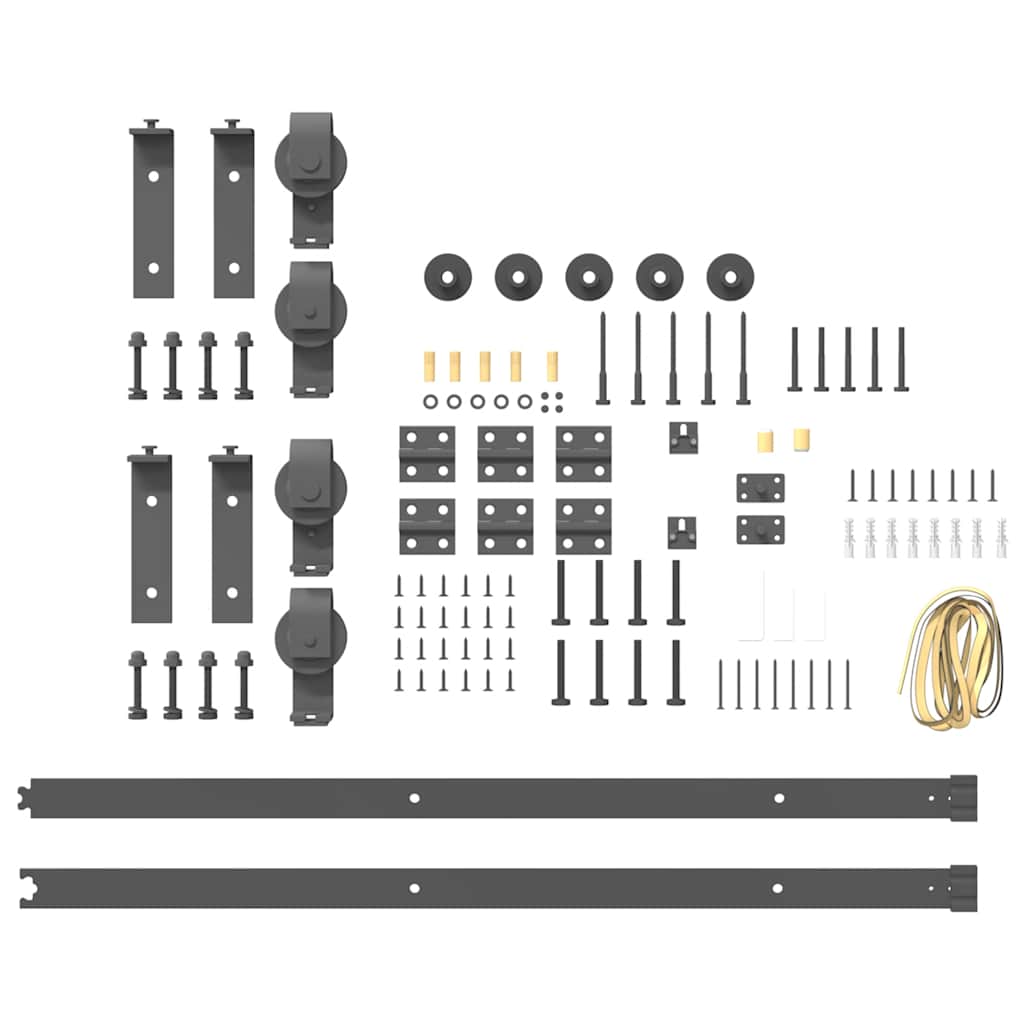 vidaXL Sliding Door Hardware Kit 200 cm Steel Black