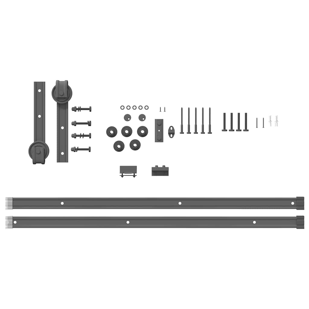 vidaXL Sliding Door Hardware Kit 183 cm Steel Black