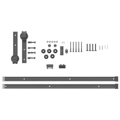 vidaXL Sliding Door Hardware Kit 200 cm Steel Black