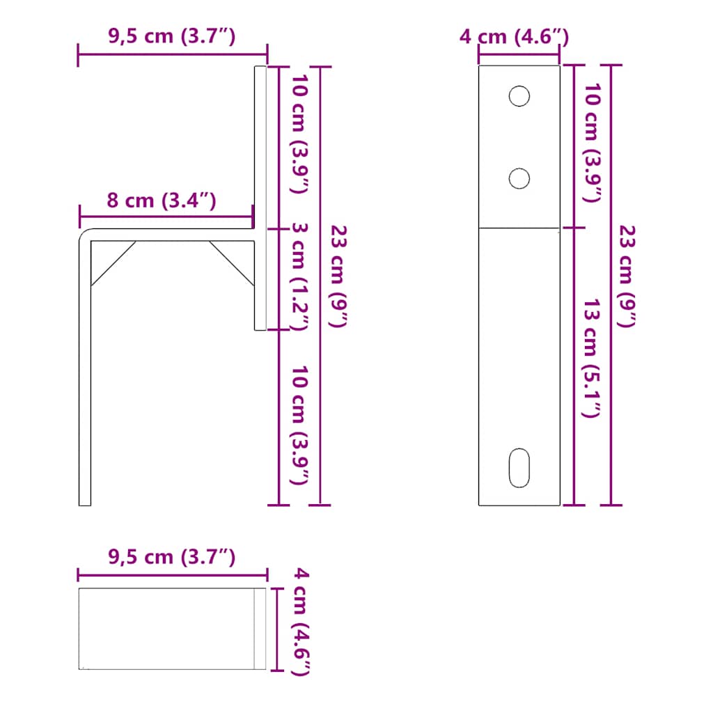 vidaXL Barn Door Bypass Brackets 5 pcs for Flat Rails Carbon Steel