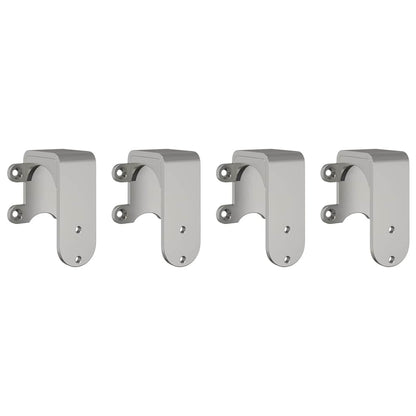 vidaXL Barn Door Bypass Brackets 4 pcs for Round Rails Stainless Steel