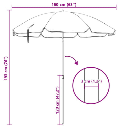vidaXL Umbrella Blue and White 161 x 161 x 193 cm Polyester