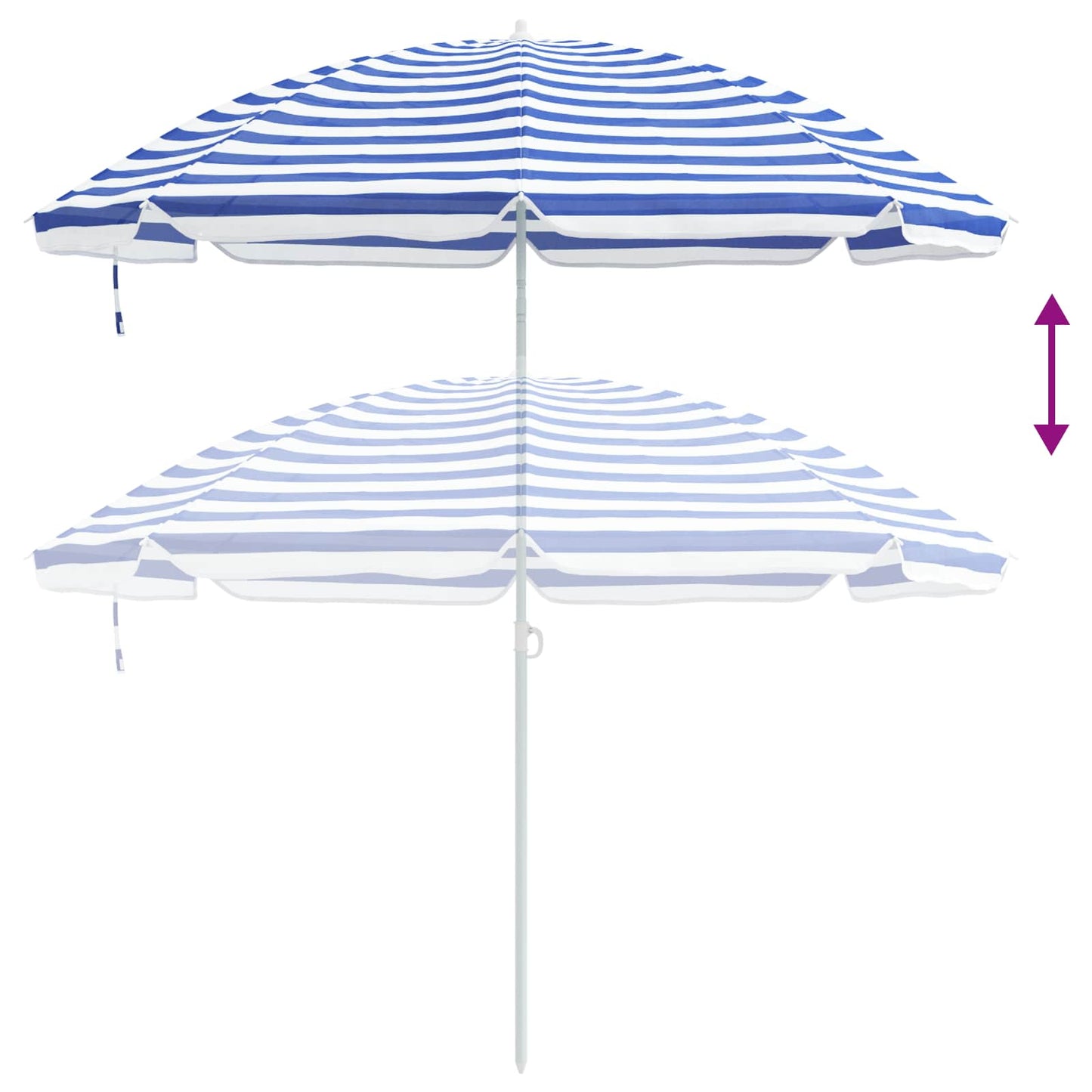 vidaXL Garden Parasol 263 x 263 x 272 cm 170T Polyester Blue and White