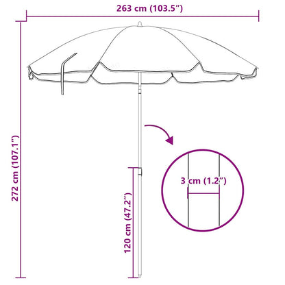vidaXL Garden Parasol 263 x 263 x 272 cm 170T Polyester Blue and White