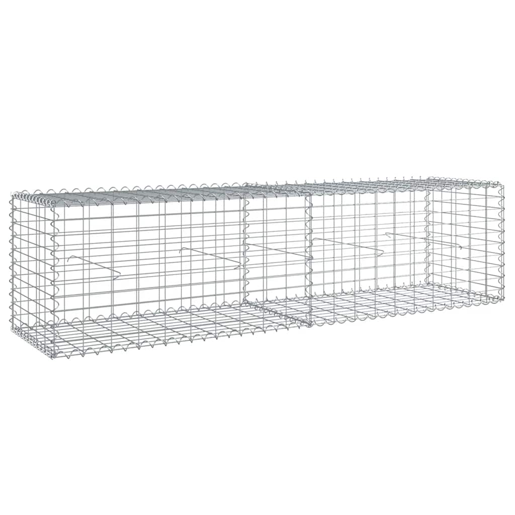 vidaXL Gabion Basket with Cover 200x50x50 cm Galvanised Iron