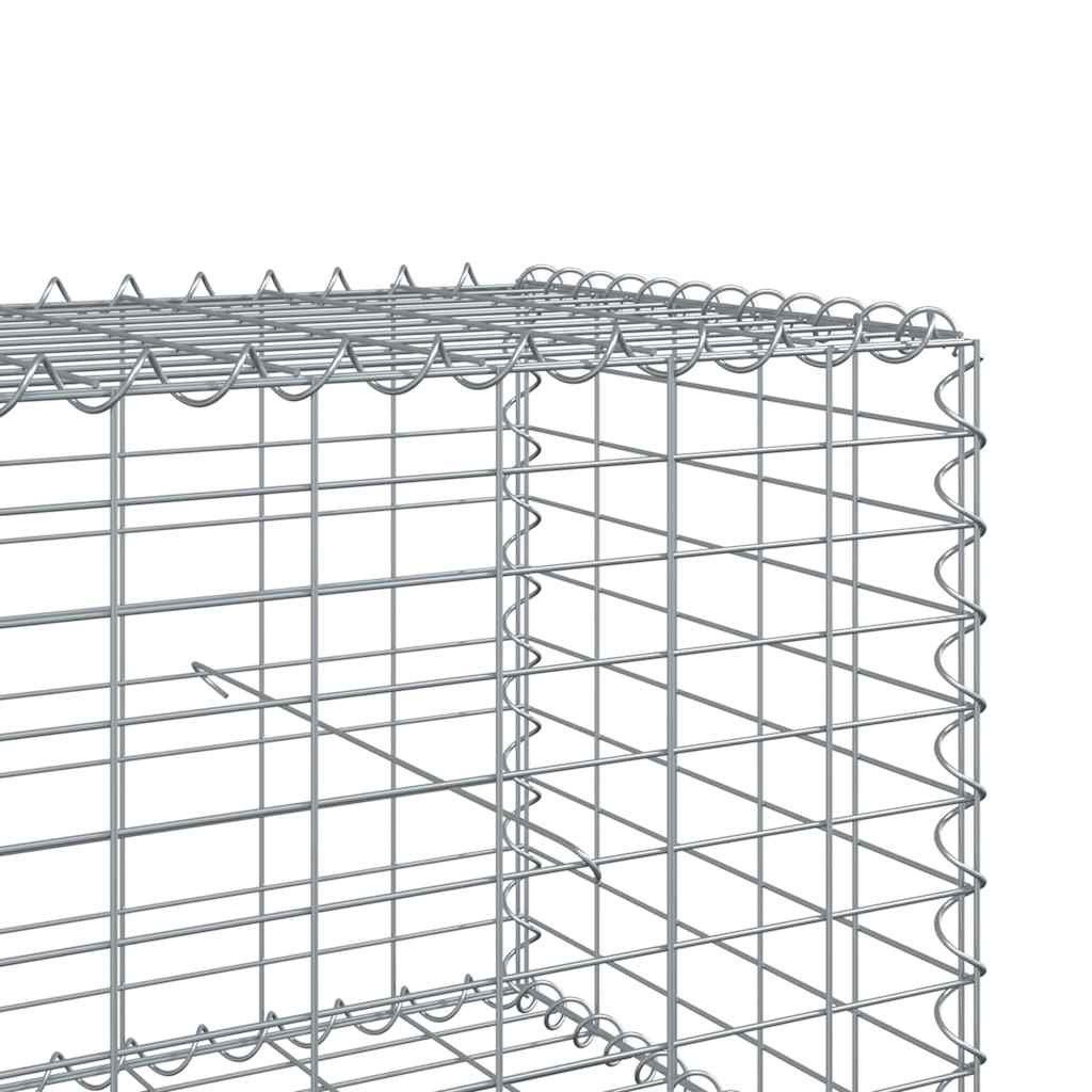 vidaXL Gabion Basket with Cover 200x50x50 cm Galvanised Iron