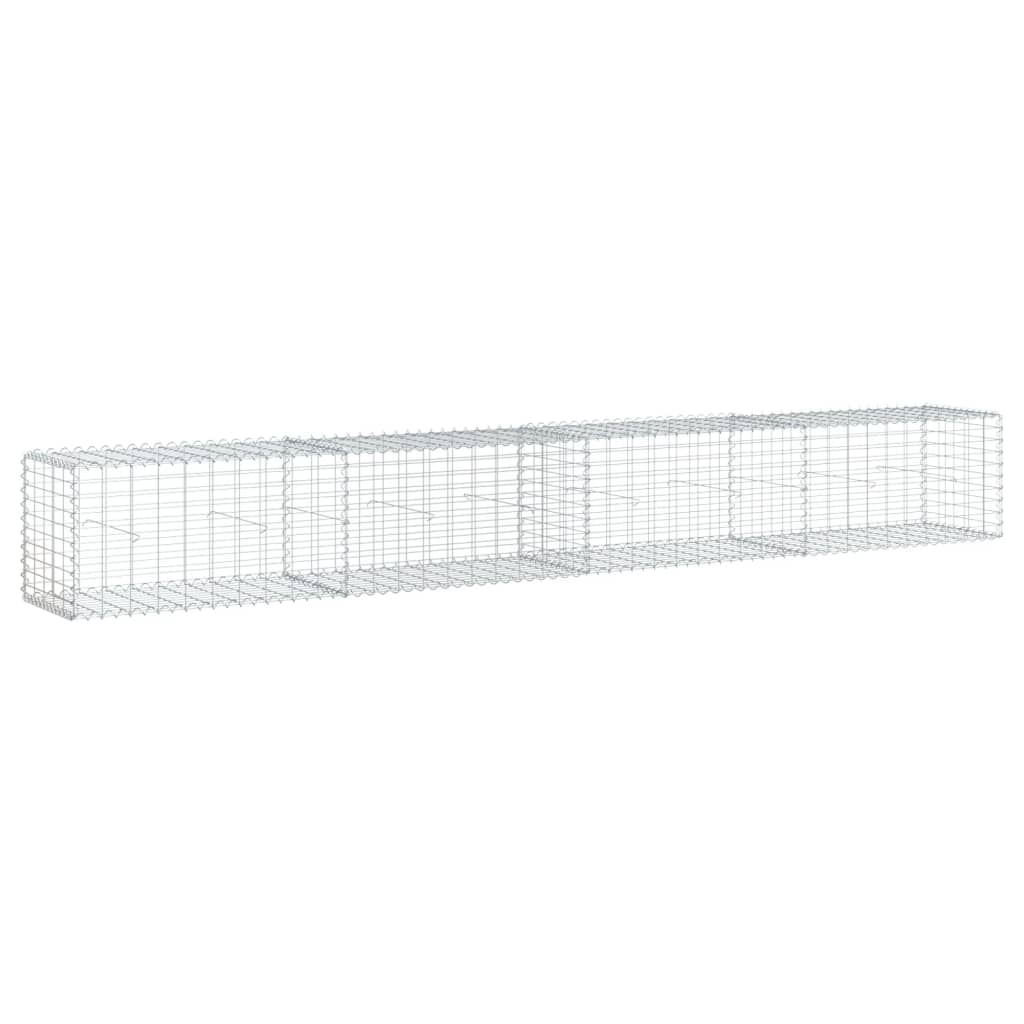 vidaXL Gabion Basket with Cover 400x50x50 cm Galvanised Iron