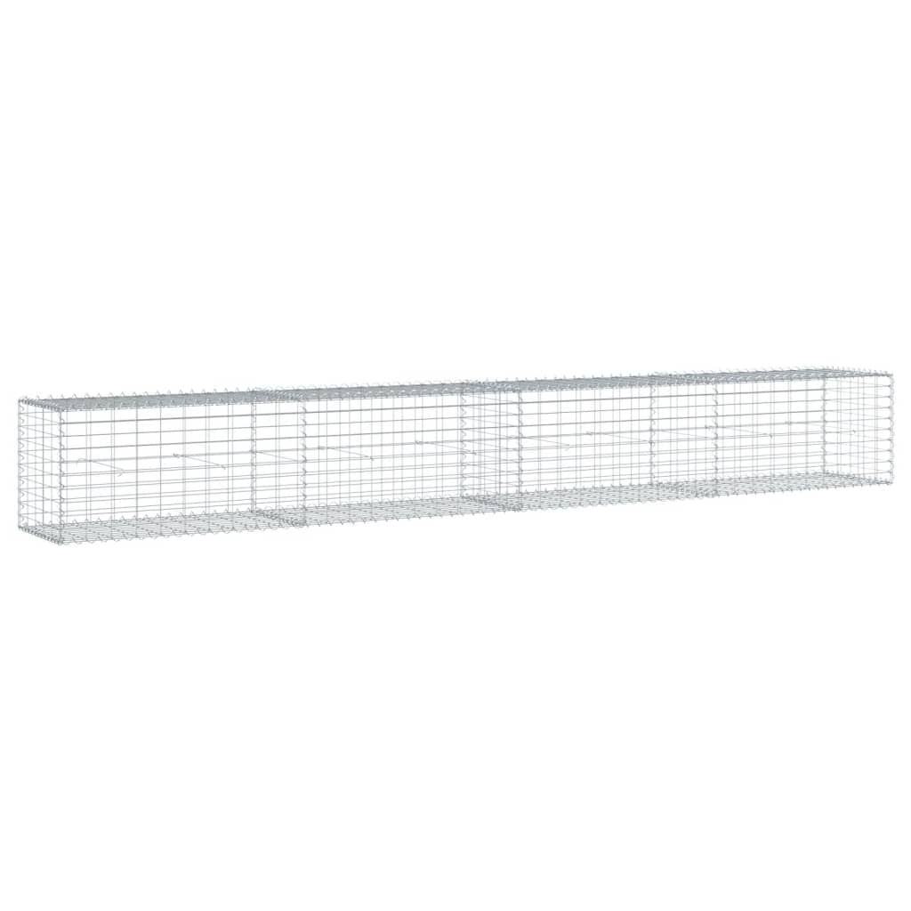 vidaXL Gabion Basket with Cover 400x50x50 cm Galvanised Iron
