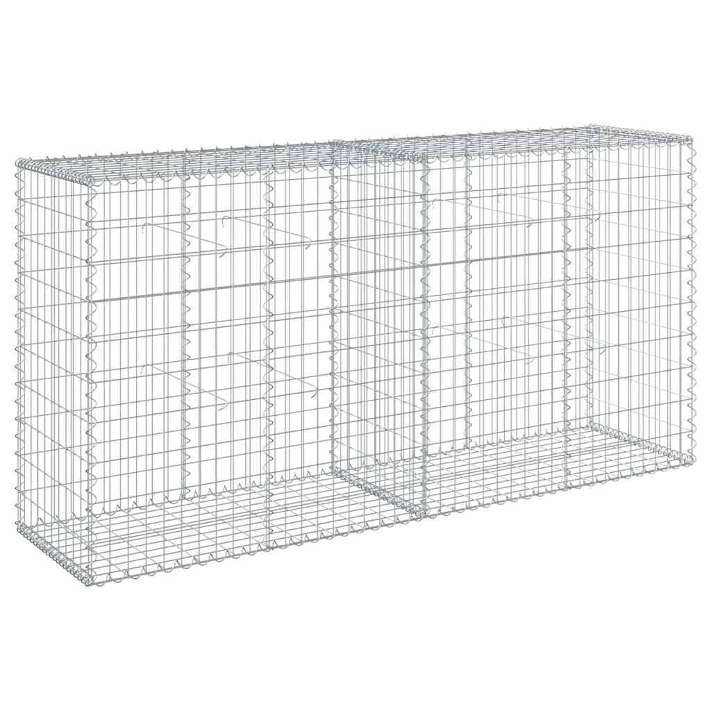 vidaXL Gabion Basket with Cover 200x50x100 cm Galvanised Iron