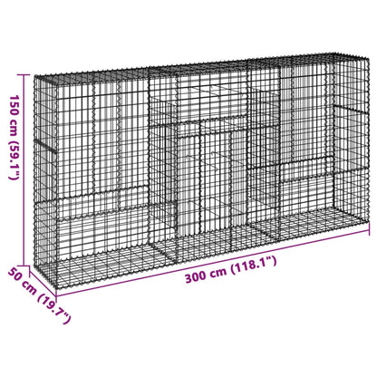 vidaXL Gabion Basket with Cover 300x50x150 cm Galvanised Iron