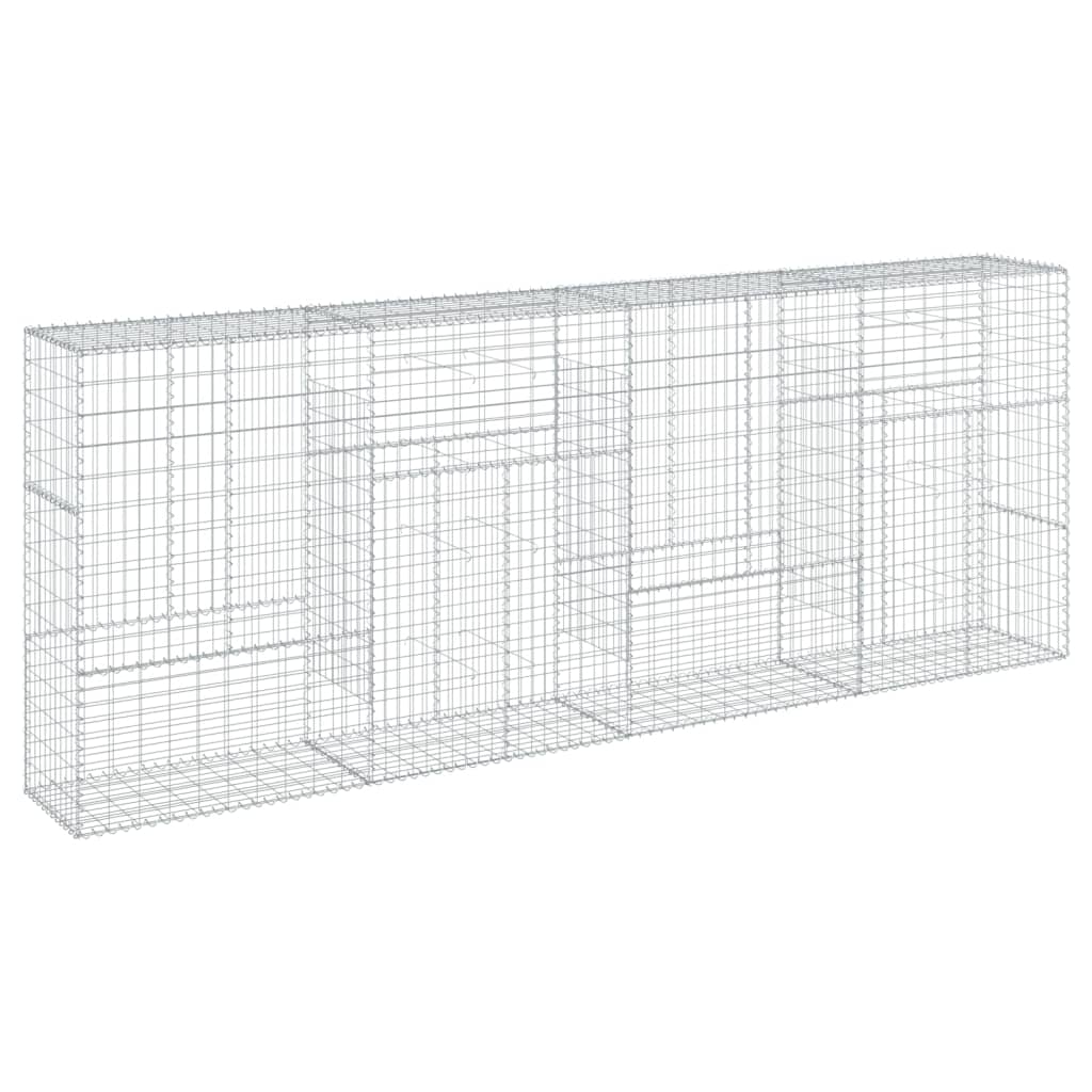 vidaXL Gabion Basket with Cover 400x50x150 cm Galvanised Iron