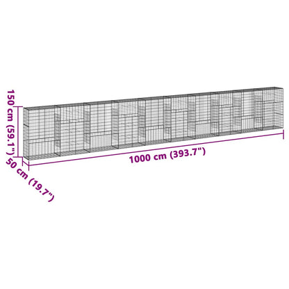 vidaXL Gabion Basket with Cover 1000x50x150 cm Galvanised Iron