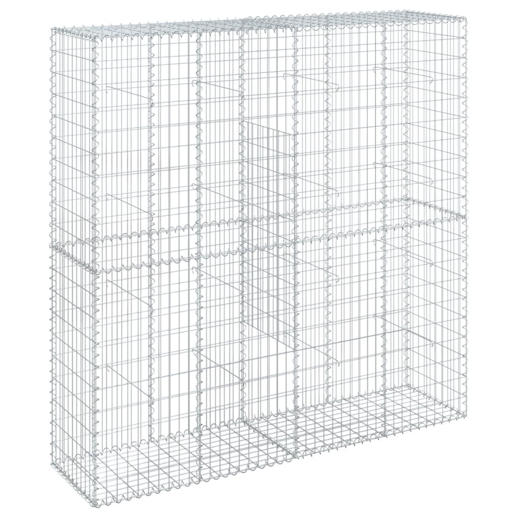 vidaXL Gabion Basket with Cover 200x50x200 cm Galvanised Iron
