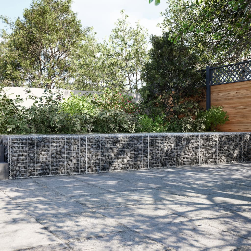 vidaXL Gabion Basket with Cover 400x100x50 cm Galvanised Iron