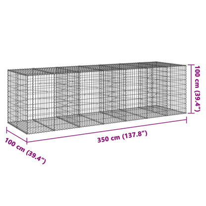 vidaXL Gabion Basket with Cover 350x100x100 cm Galvanised Iron