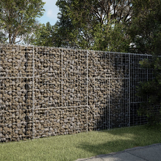 vidaXL Gabion Basket with Cover 200x100x150 cm Galvanised Iron
