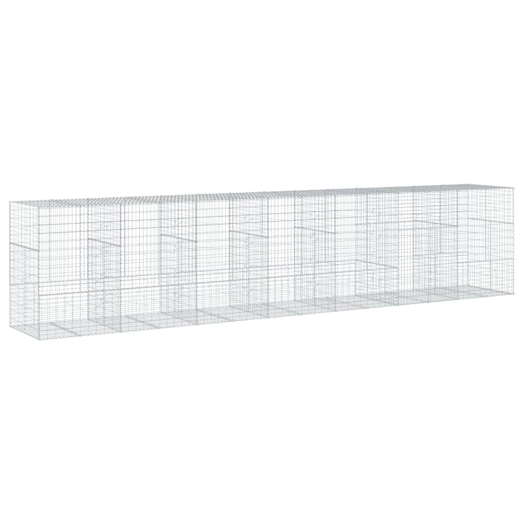 vidaXL Gabion Basket with Cover 700x100x150 cm Galvanised Iron
